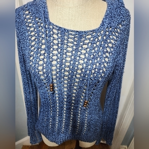 American‎ Eagle Outfitters Hoodie Knit Blue Women's Sweater Small Petite